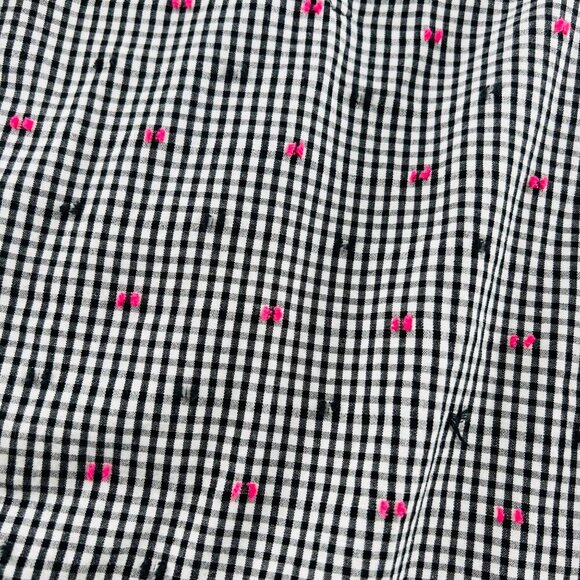 Appleseeds Womens Black & White Checkered Button-Up Blouse With Pink sz Large - Picture 3 of 8